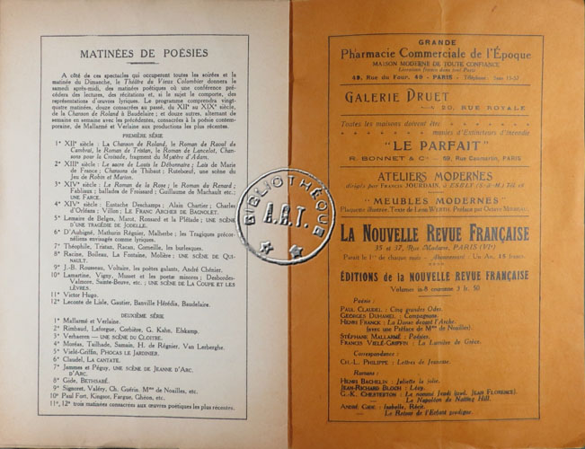 Les programmes de Théatre de l\